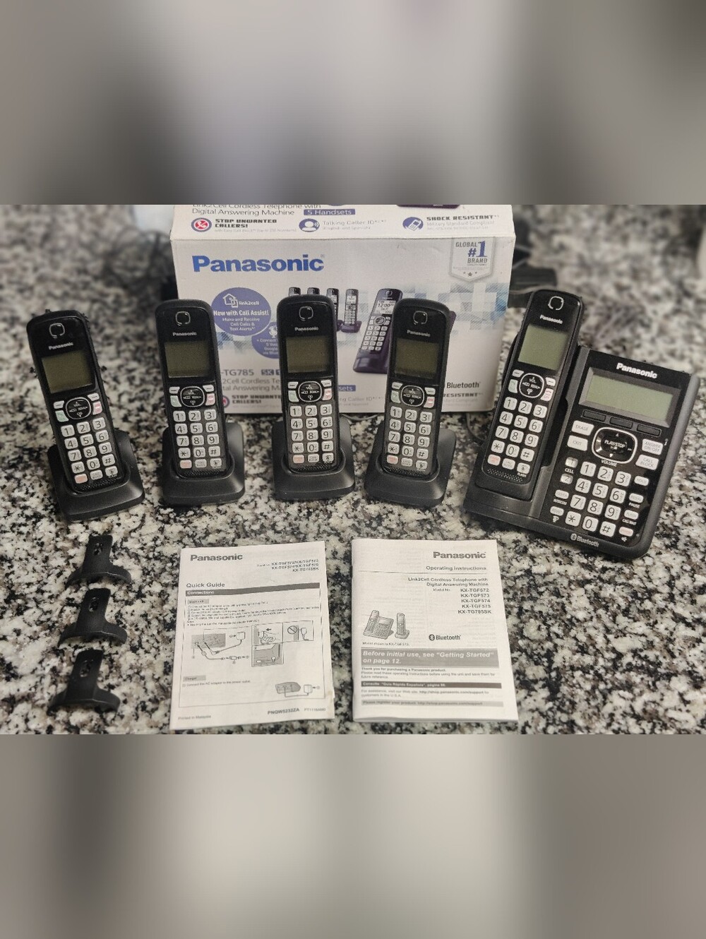 Panasonic KX-TG785SK Link2Cell Bluetooth Cordless Phone System w/ 5 Handsets